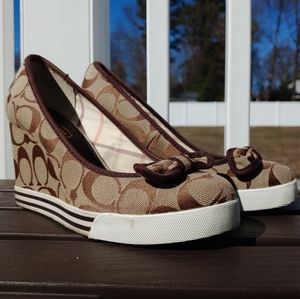 Coach Sweetie Brown Monogram Logo Wedge He…